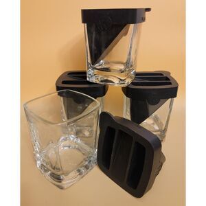 Corkcicle Whiskey Wedge Tumblers with Silicone Ice Mold Rocks 4 Piece Set 4"